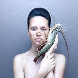 Surreal lady with lobster Royalty Free Stock Photo