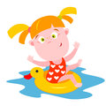 Swimming girl vector illustration of a little Stock Photo