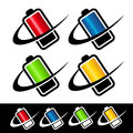 Swoosh battery icons with graphic elements Stock Image