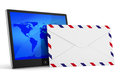 Tablet and envelope on white background d image Stock Photos