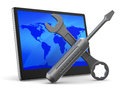 Tablet repair on white background d image Royalty Free Stock Photography