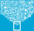 Tablet social media icons conceptual design of communication in the global computer networks Royalty Free Stock Photos