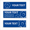 Techno blue background with gears and sample text hand drawing vector illustration Royalty Free Stock Photos