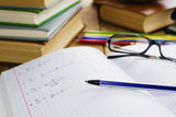 The textbook with pen Stock Photography