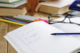 The textbook with pen Stock Photos