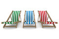 Three deckchair on white background d image Royalty Free Stock Photography