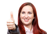 Thumbs up from attractive lady Stock Photos