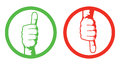 Thumbs up down hand sign Stock Photo