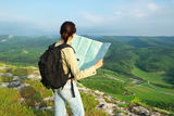 Toutist read the map Stock Photos