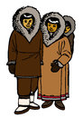 Traditional eskimo family isolated on a white background Stock Photography