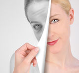 Turn Page on Old Wrinkle Eye to Youth Royalty Free Stock Photography