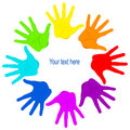 United colored palms of hands vector isolated illustration Stock Photo