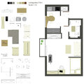 Vector flat projection with furniture set scale Stock Photo
