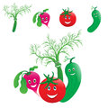 Vegetables laugh the garden radish tomato cucumber and fennel Royalty Free Stock Photography