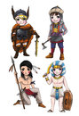 Warriors from various culture set consists of apache vikings medjay turkish warrior create by Royalty Free Stock Photo