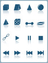 Web icons set of and pictograms with reflection Royalty Free Stock Photography
