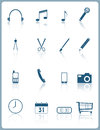 Web icons set of and pictograms with reflection Stock Image