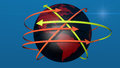 World map connect d design red and connections Stock Photo
