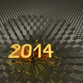 Year on metallic hexagonal background rendered d scene Royalty Free Stock Photos