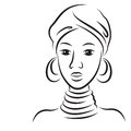 Young beautiful african woman sketch of vector illustration isolated on white background Stock Images