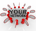 Your network people friends colleagues talking in circle a group of co workers neighbors or other you have connections with and Stock Image