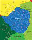 Zimbabwe map highly detailed vector of with administrative regions main cities and roads Stock Photos